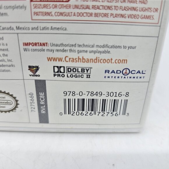 Crash Mind Over Mutant Video Game Complete w Manual (Nintendo Wii, 2008) - Picture 7 of 8